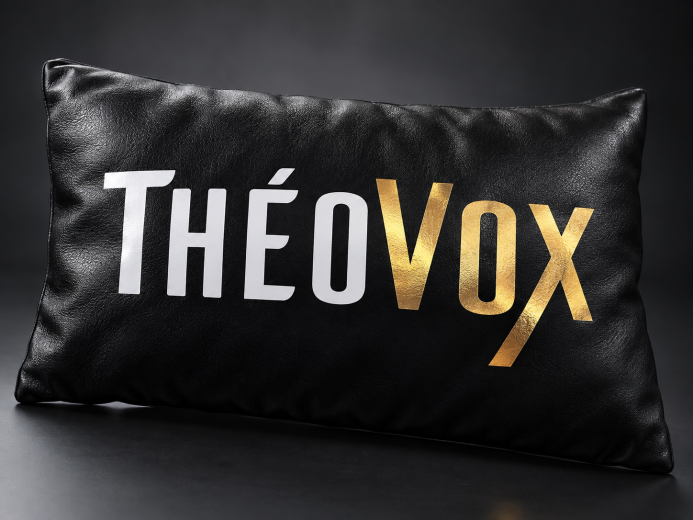 Coussin En Cuir Noir Théovox — réalisation L’Atelier 13, St-Hyacinthe