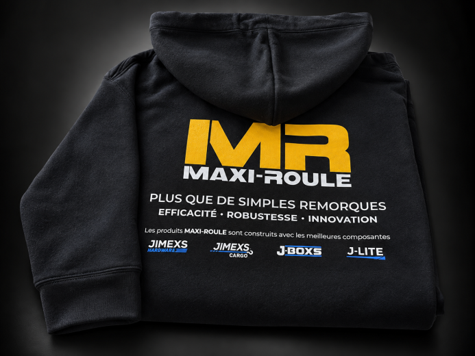 Hoodie Noir Maxi Roule En Studio — réalisation L’Atelier 13, St-Hyacinthe